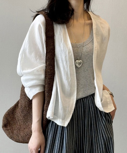 Flugge（フラッジー）の「ノーカラーライトジャケット（ノーカラージャケット・レディース・ネイビー/ホワイト・LARGE/MEDIUM）」の10枚目の写真