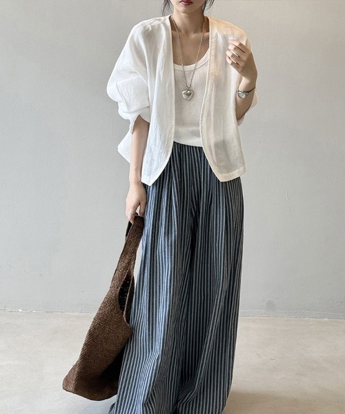 Flugge（フラッジー）の「ノーカラーライトジャケット（ノーカラージャケット・レディース・ネイビー/ホワイト・LARGE/MEDIUM）」の13枚目の写真