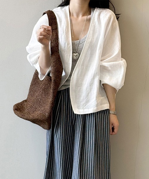 Flugge（フラッジー）の「ノーカラーライトジャケット（ノーカラージャケット・レディース・ネイビー/ホワイト・LARGE/MEDIUM）」の15枚目の写真