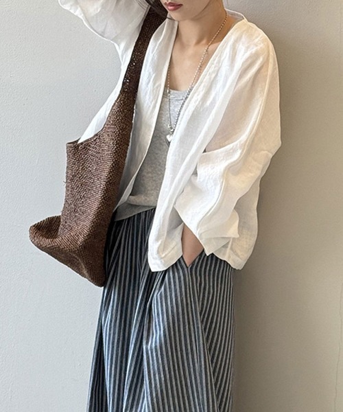 Flugge（フラッジー）の「ノーカラーライトジャケット（ノーカラージャケット・レディース・ネイビー/ホワイト・LARGE/MEDIUM）」の16枚目の写真