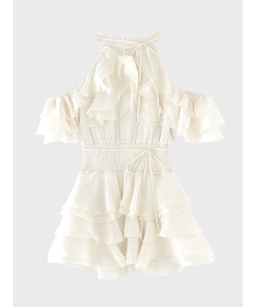 M me eme(エムミーエメ)の「Lame chiffon mellow halter mini onepiece(eme10856)(ワンピース・レディース・ブルー/アイボリー・FREE)」の13枚目の写真
