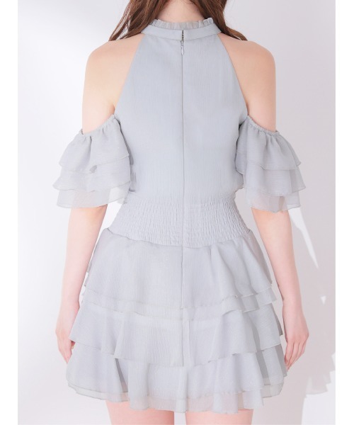 M me eme(エムミーエメ)の「Lame chiffon mellow halter mini onepiece(eme10856)(ワンピース・レディース・ブルー/アイボリー・FREE)」の16枚目の写真