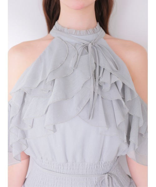 M me eme(エムミーエメ)の「Lame chiffon mellow halter mini onepiece(eme10856)(ワンピース・レディース・ブルー/アイボリー・FREE)」の17枚目の写真