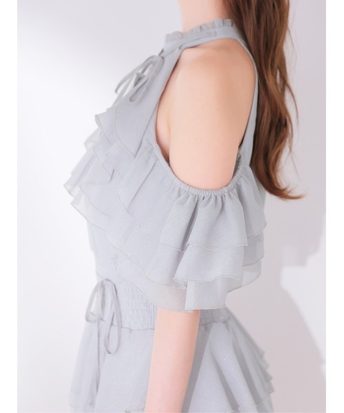 M me eme(エムミーエメ)の「Lame chiffon mellow halter mini onepiece(eme10856)(ワンピース・レディース・ブルー/アイボリー・FREE)」の18枚目の写真