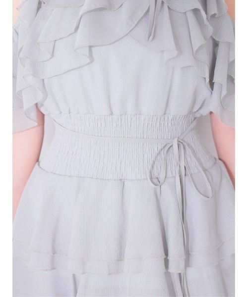 M me eme(エムミーエメ)の「Lame chiffon mellow halter mini onepiece(eme10856)(ワンピース・レディース・ブルー/アイボリー・FREE)」の20枚目の写真