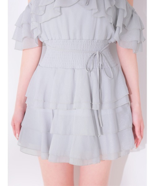 M me eme(エムミーエメ)の「Lame chiffon mellow halter mini onepiece(eme10856)(ワンピース・レディース・ブルー/アイボリー・FREE)」の21枚目の写真