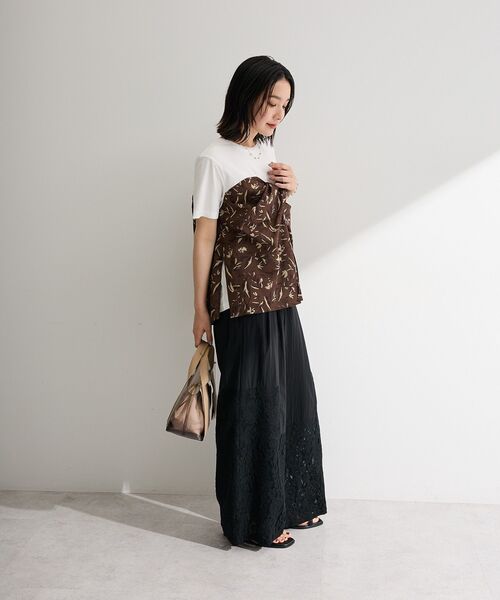 Green Parks(グリーンパークス)の「スカーフドッキングプルオーバー(Tシャツ/カットソー・レディース・ブラウン/オレンジ/ブラック・FREE)」の6枚目の写真