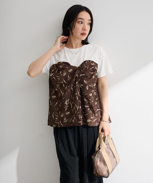 Green Parks(グリーンパークス)の「スカーフドッキングプルオーバー(Tシャツ/カットソー・レディース・ブラウン/オレンジ/ブラック・FREE)」の8枚目の写真