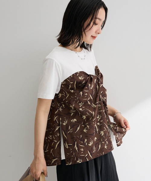 sacai 異素材ドッキングプルオーバーカットソー バックデザイン スカーフ柄 セール】スカーフドッキングプルオーバー（Tシャツ/カットソー
