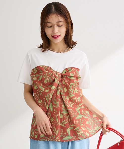 Green Parks(グリーンパークス)の「スカーフドッキングプルオーバー(Tシャツ/カットソー・レディース・ブラウン/オレンジ/ブラック・FREE)」の3枚目の写真