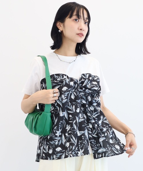 Green Parks(グリーンパークス)の「スカーフドッキングプルオーバー(Tシャツ/カットソー・レディース・ブラウン/オレンジ/ブラック・FREE)」の2枚目の写真