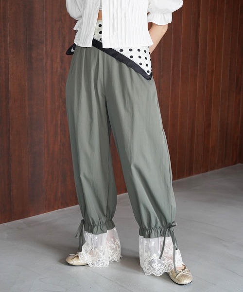 SANSeLF(サンセルフ)の「【SANSeLF】レースヘムドロストパンツ saw26s093(その他パンツ・レディース・カーキ・FREE)」の1枚目の写真