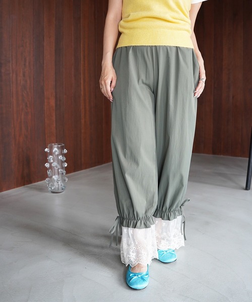 SANSeLF(サンセルフ)の「【SANSeLF】レースヘムドロストパンツ saw26s093(その他パンツ・レディース・カーキ・FREE)」の9枚目の写真