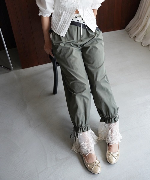 SANSeLF(サンセルフ)の「【SANSeLF】レースヘムドロストパンツ saw26s093(その他パンツ・レディース・カーキ・FREE)」の8枚目の写真