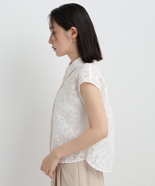 Andemiu（アンデミュウ）の「レースシャツノースリーブ/1043844（シャツ/ブラウス・レディース・オフホワイト/ブラック・FREE）」の9枚目の写真