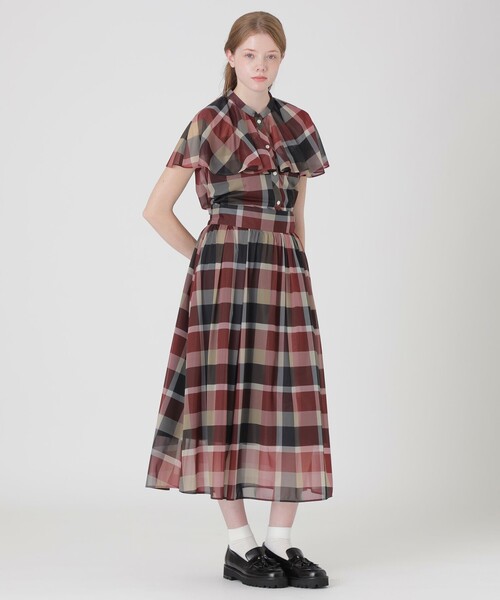 BLUE LABEL CRESTBRIDGE(ブルーレーベルクレストブリッジ)の「トリコットプリントチェックスカート(スカート・レディース・パープル系その他4/レッド・36/38)」の9枚目の写真