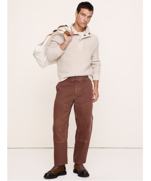 Banana Republic(バナナリパブリック)の「リラックス ミックスメディア バレルパンツ(その他パンツ・メンズ・バーガンディー/ベージュ・28W 30L/31W 30L/30W 30L/29W 30L/34W 30L/33W 30L/32W 30L)」の2枚目の写真