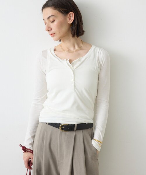 GALLARDAGALANTE（ガリャルダガランテ）の「【La nature linge】キュプラハイツイストヘンリータンク（タンクトップ・レディース・オフホワイト/モカ/ブラック・FREE）」の4枚目の写真