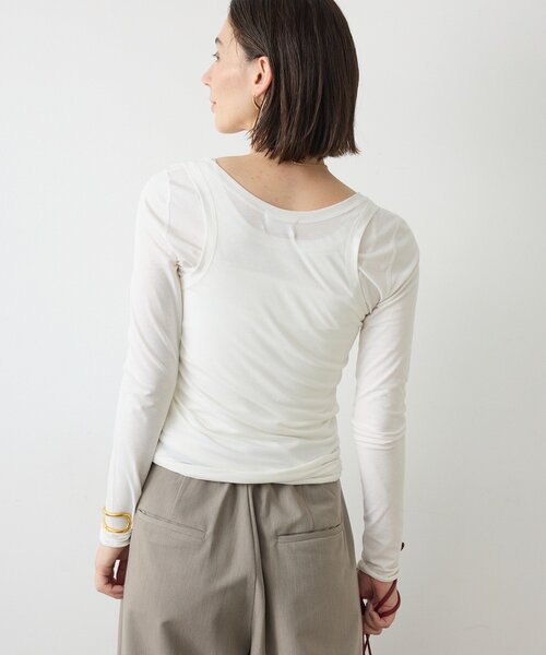 GALLARDAGALANTE（ガリャルダガランテ）の「【La nature linge】キュプラハイツイストヘンリータンク（タンクトップ・レディース・オフホワイト/モカ/ブラック・FREE）」の6枚目の写真