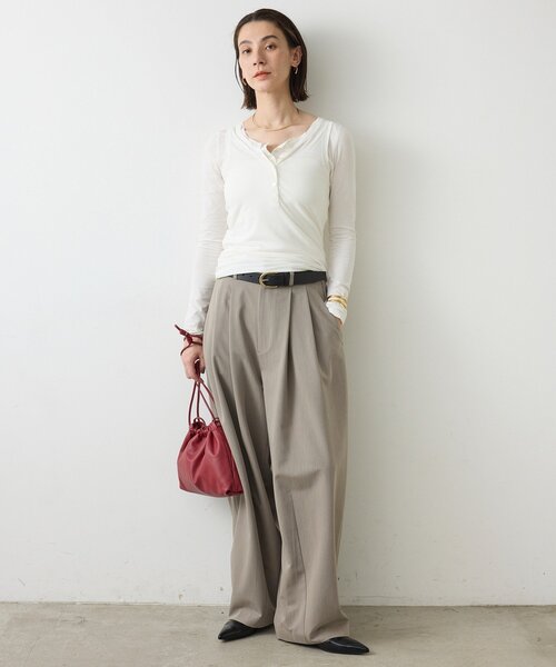 GALLARDAGALANTE（ガリャルダガランテ）の「【La nature linge】キュプラハイツイストヘンリータンク（タンクトップ・レディース・オフホワイト/モカ/ブラック・FREE）」の7枚目の写真