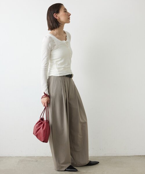 GALLARDAGALANTE（ガリャルダガランテ）の「【La nature linge】キュプラハイツイストヘンリータンク（タンクトップ・レディース・オフホワイト/モカ/ブラック・FREE）」の8枚目の写真