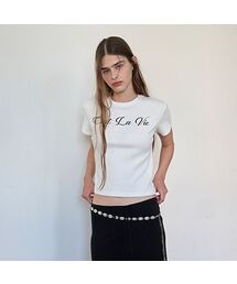 フラッフィーレタリングTシャツ(ネイビー)