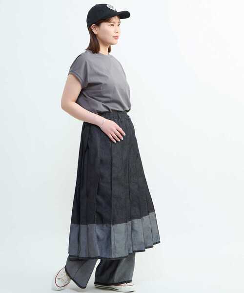 CONVERSE TOKYO(コンバーストウキョウ)の「ワイドデニムパンツ / ウエストゴム / イージーパンツ / ウォッシュ加工 / LIGHT DENIM WIDE PANTS(デニムパンツ・レディース・ブラック/インディゴブルー・FREE)」の15枚目の写真