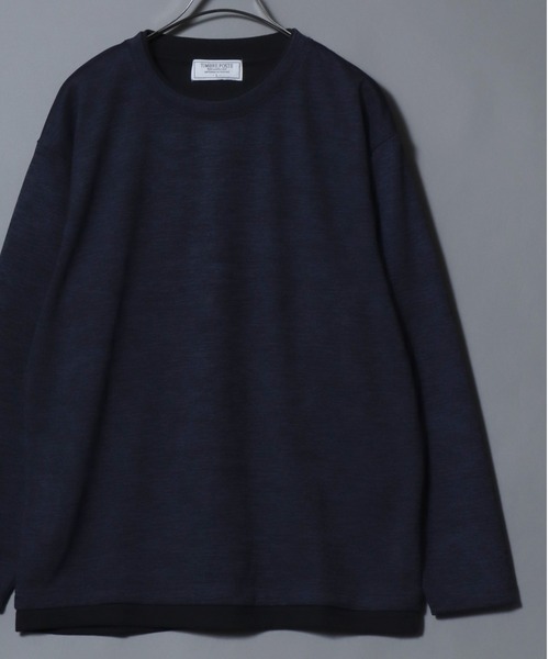 ANPAS(アンパス)の「Knit-Sewn Fake Layered Long-Sleeve T-Shirt / ニットソーフェイクレイヤードロンT 長袖Tシャツ メンズ トップス 秋冬 カットソー(Tシャツ/カットソー・メンズ・チャコール/ブラック/ベージュ/ネイビー・M/L/LL)」の4枚目の写真