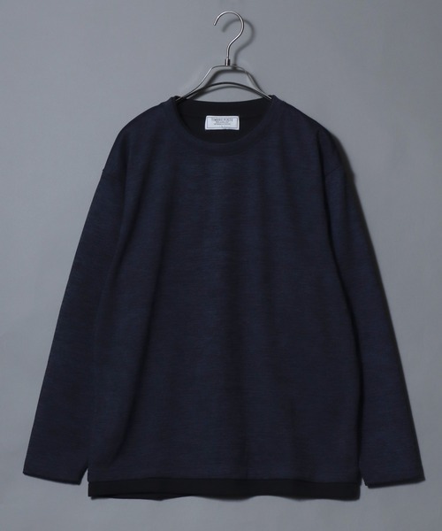 ANPAS(アンパス)の「Knit-Sewn Fake Layered Long-Sleeve T-Shirt / ニットソーフェイクレイヤードロンT 長袖Tシャツ メンズ トップス 秋冬 カットソー(Tシャツ/カットソー・メンズ・チャコール/ブラック/ベージュ/ネイビー・M/L/LL)」の15枚目の写真