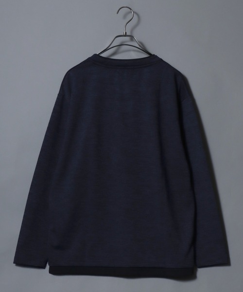 ANPAS(アンパス)の「Knit-Sewn Fake Layered Long-Sleeve T-Shirt / ニットソーフェイクレイヤードロンT 長袖Tシャツ メンズ トップス 秋冬 カットソー(Tシャツ/カットソー・メンズ・チャコール/ブラック/ベージュ/ネイビー・M/L/LL)」の16枚目の写真