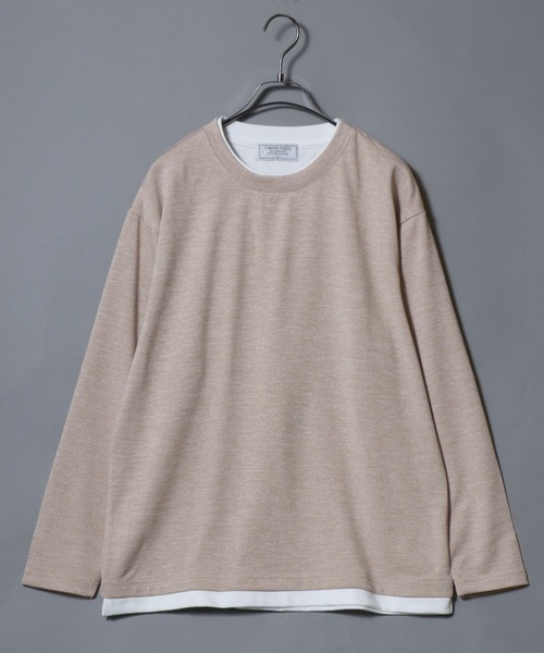 ANPAS(アンパス)の「Knit-Sewn Fake Layered Long-Sleeve T-Shirt / ニットソーフェイクレイヤードロンT 長袖Tシャツ メンズ トップス 秋冬 カットソー(Tシャツ/カットソー・メンズ・チャコール/ブラック/ベージュ/ネイビー・M/L/LL)」の12枚目の写真