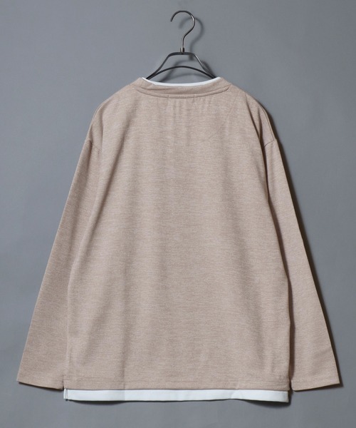 ANPAS(アンパス)の「Knit-Sewn Fake Layered Long-Sleeve T-Shirt / ニットソーフェイクレイヤードロンT 長袖Tシャツ メンズ トップス 秋冬 カットソー(Tシャツ/カットソー・メンズ・チャコール/ブラック/ベージュ/ネイビー・M/L/LL)」の13枚目の写真
