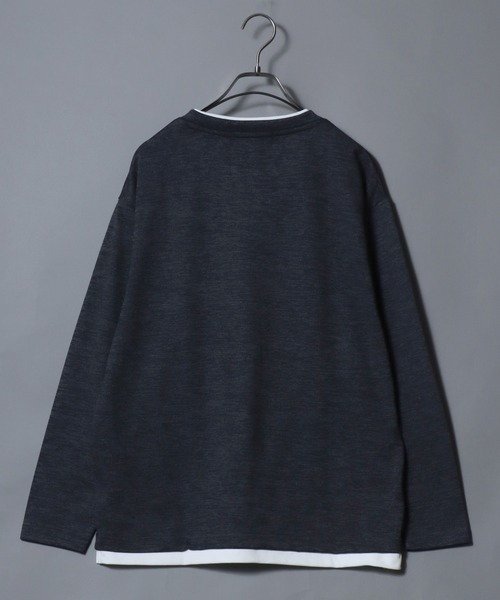 ANPAS(アンパス)の「Knit-Sewn Fake Layered Long-Sleeve T-Shirt / ニットソーフェイクレイヤードロンT 長袖Tシャツ メンズ トップス 秋冬 カットソー(Tシャツ/カットソー・メンズ・チャコール/ブラック/ベージュ/ネイビー・M/L/LL)」の10枚目の写真