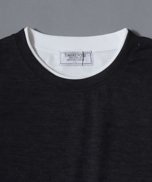 ANPAS(アンパス)の「Knit-Sewn Fake Layered Long-Sleeve T-Shirt / ニットソーフェイクレイヤードロンT 長袖Tシャツ メンズ トップス 秋冬 カットソー(Tシャツ/カットソー・メンズ・チャコール/ブラック/ベージュ/ネイビー・M/L/LL)」の18枚目の写真