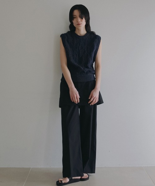 anuke（アンヌーク）の「Slub Pattern Vest（ニット/セーター・レディース・アイボリー/ネイビー・FREE）」の7枚目の写真