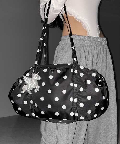 me+em select(ミームセレクト)の「【 2color 】ドットミニボストンショルダーバッグ / Dot mini boston shoulder bag(ショルダーバッグ・レディース・ホワイト/ブラック・FREE)」の12枚目の写真