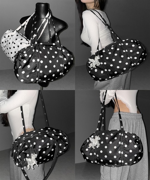 me+em select(ミームセレクト)の「【 2color 】ドットミニボストンショルダーバッグ / Dot mini boston shoulder bag(ショルダーバッグ・レディース・ホワイト/ブラック・FREE)」の7枚目の写真