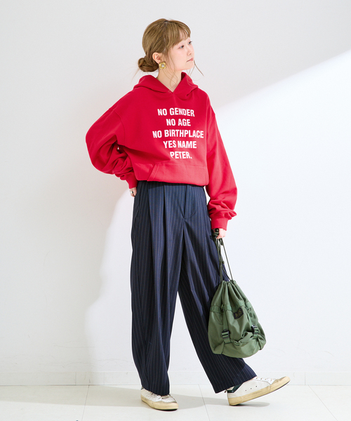 B.C STOCK(ベーセーストック)の「【WEB限定】ウォッシャブル / MY NAME IS PETER / SLOGAN HOODIE(パーカー・レディース・ブラウン/レッド・FREE)」の11枚目の写真