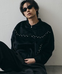 Shoowtime（ショウタイム）の「Rhinestone Studded Velour Zip-Up Jacket / ラインストーンスタッズ ベロアジップジャケット（ブルゾン）」