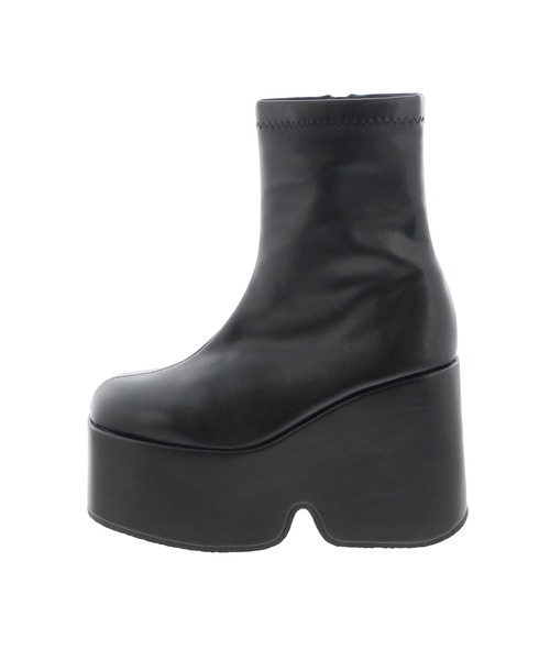 JELLY BEANS(ジェリービーンズ)の「【JB selection】厚底ストレッチショートブーツ(162-66401)JELLY BEANS(ジェリービーンズ)(パンプス・レディース・ブラック・L/M/S/LL)」の2枚目の写真