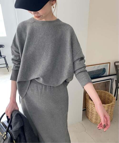 SLOBE IENA(スローブイエナ)の「《WEB限定カラーあり/シリーズあり/追加》コットンダブルフェイスプルオーバー(ニット/セーター・レディース・ブラック/チャコールグレー/ベージュ/グリーン/アイボリー/ボルドー・FREE)」の3枚目の写真
