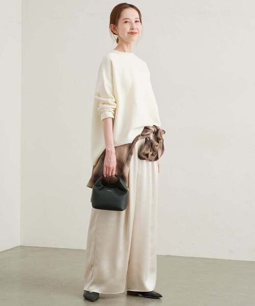 SLOBE IENA(スローブイエナ)の「《WEB限定カラーあり/シリーズあり/追加》コットンダブルフェイスプルオーバー(ニット/セーター・レディース・ブラック/チャコールグレー/ベージュ/グリーン/アイボリー/ボルドー・FREE)」の7枚目の写真