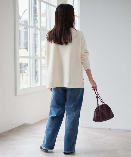 SLOBE IENA(スローブイエナ)の「《WEB限定カラーあり/シリーズあり/追加》コットンダブルフェイスプルオーバー(ニット/セーター・レディース・ブラック/チャコールグレー/ベージュ/グリーン/アイボリー/ボルドー・FREE)」の13枚目の写真