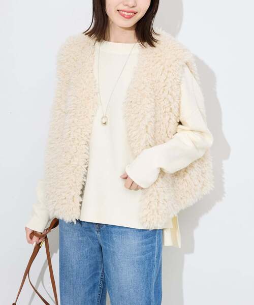 SLOBE IENA(スローブイエナ)の「《WEB限定カラーあり/シリーズあり/追加》コットンダブルフェイスプルオーバー(ニット/セーター・レディース・ブラック/チャコールグレー/ベージュ/グリーン/アイボリー/ボルドー・FREE)」の15枚目の写真