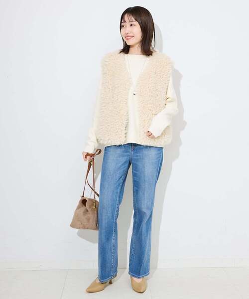 SLOBE IENA(スローブイエナ)の「《WEB限定カラーあり/シリーズあり/追加》コットンダブルフェイスプルオーバー(ニット/セーター・レディース・ブラック/チャコールグレー/ベージュ/グリーン/アイボリー/ボルドー・FREE)」の18枚目の写真