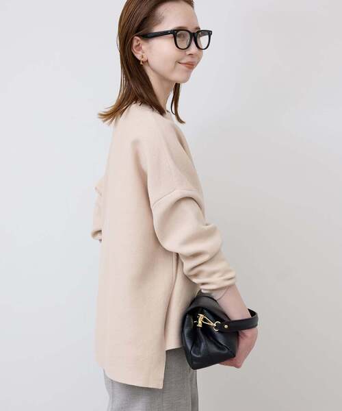 SLOBE IENA(スローブイエナ)の「《WEB限定カラーあり/シリーズあり/追加》コットンダブルフェイスプルオーバー(ニット/セーター・レディース・ブラック/チャコールグレー/ベージュ/グリーン/アイボリー/ボルドー・FREE)」の22枚目の写真