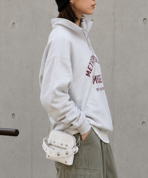 center i(センターアイ)の「スタッズデザインチェーン付き2WAYショルダーバッグ(ハンドバッグ・レディース・ホワイト/ブラック・FREE)」の8枚目の写真
