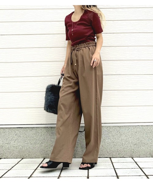 Q(キュー)の「接触冷感イージーパンツ(その他パンツ・レディース・オレンジ系/モカ/ブラック・MEDIUM)」の6枚目の写真