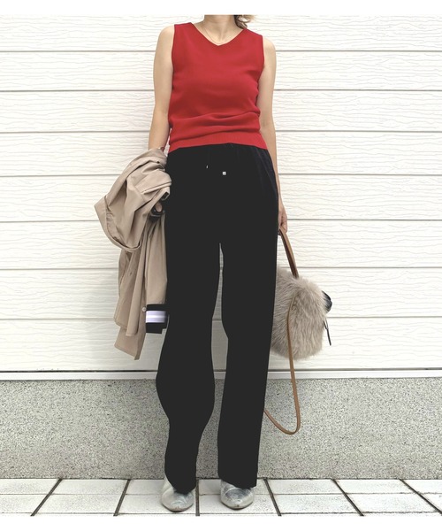 Q(キュー)の「接触冷感イージーパンツ(その他パンツ・レディース・オレンジ系/モカ/ブラック・MEDIUM)」の8枚目の写真