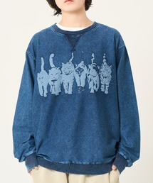 カットデニムケミカル加工アニマル柄トレーナー(M1)